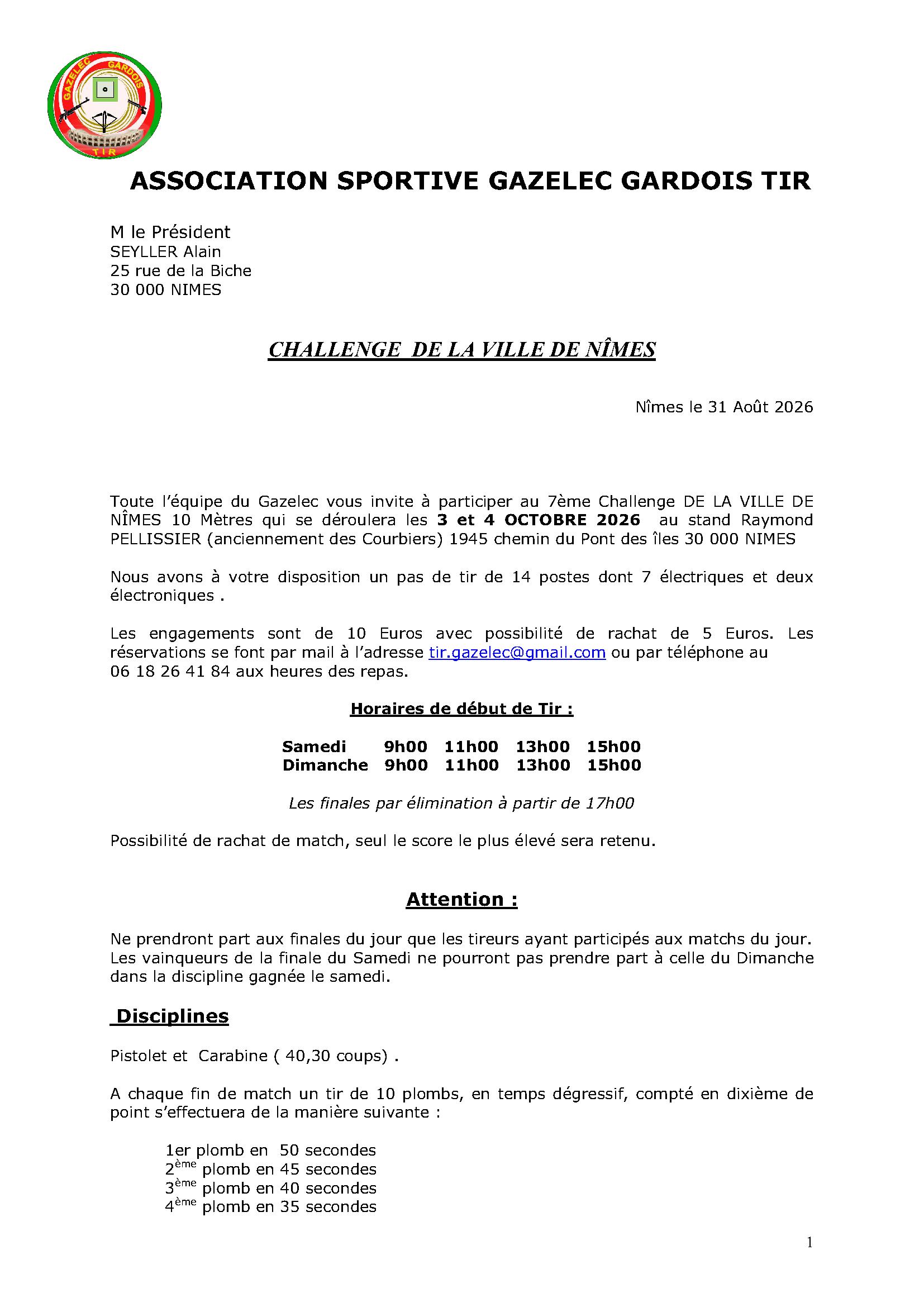 INVITATION CHALLENGE VILLE NIMES 2026